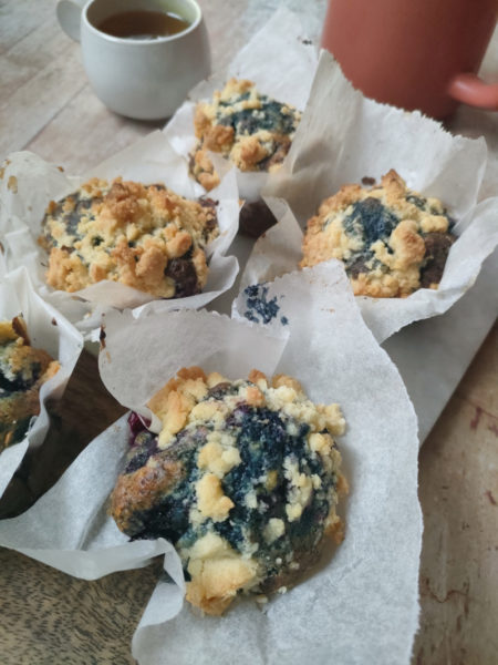 muffins crumble aux myrtilles